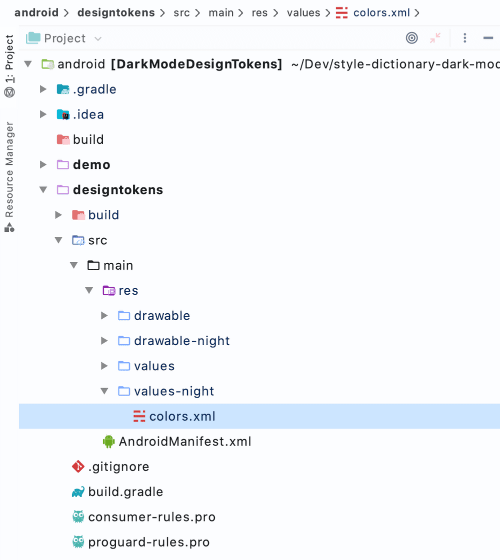 Project view shows actual folder structure